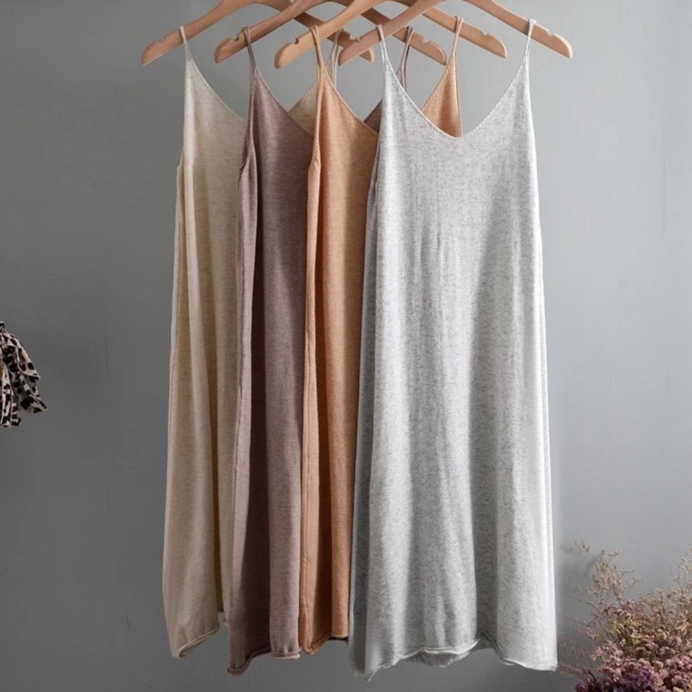 ⭐️HP⭐️ Cashmere dress tank womens basic soft knit dress cami midi dresses cream - Picture 9 of 13